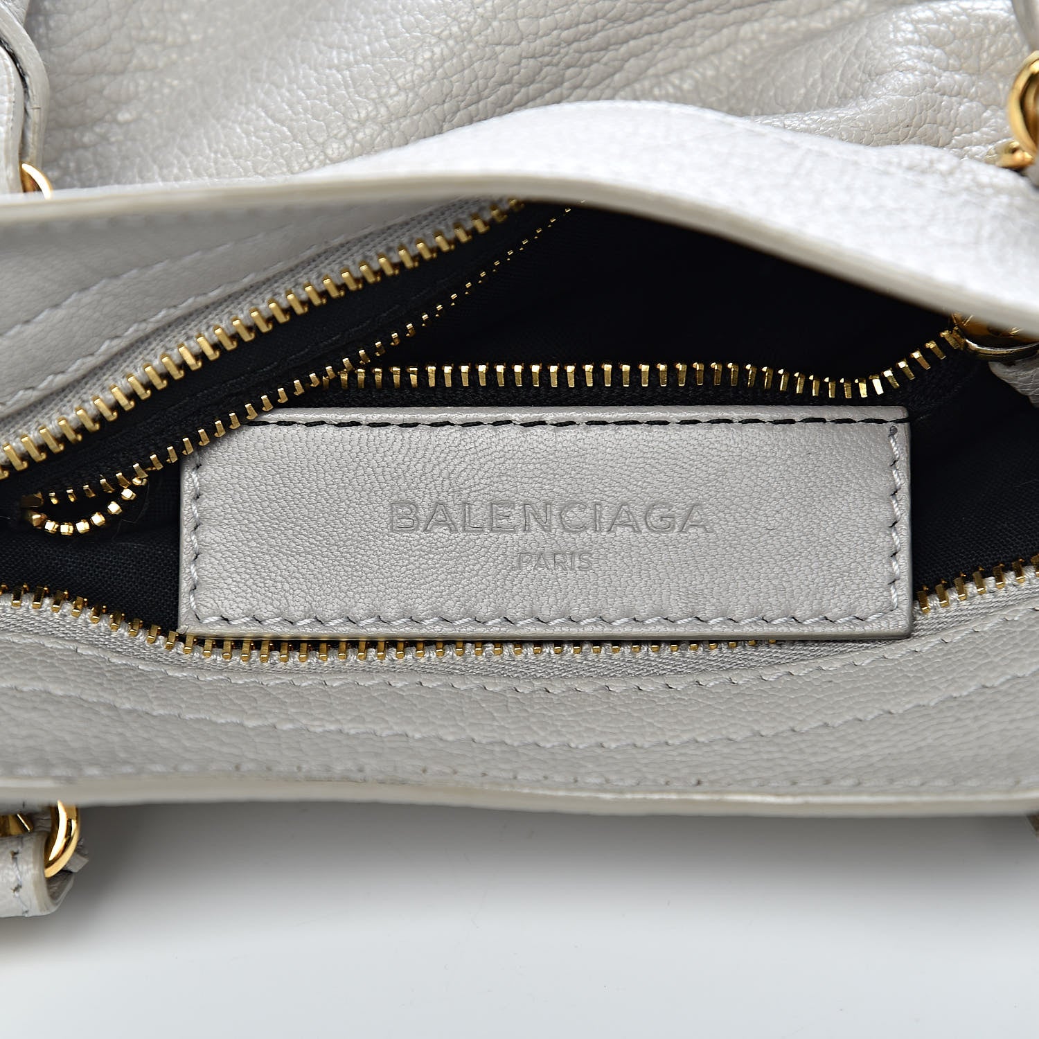 Balenciaga Chevre Gold Metallic Edge Hardware Mini City Gris Clair Gris Perle 6 of 11