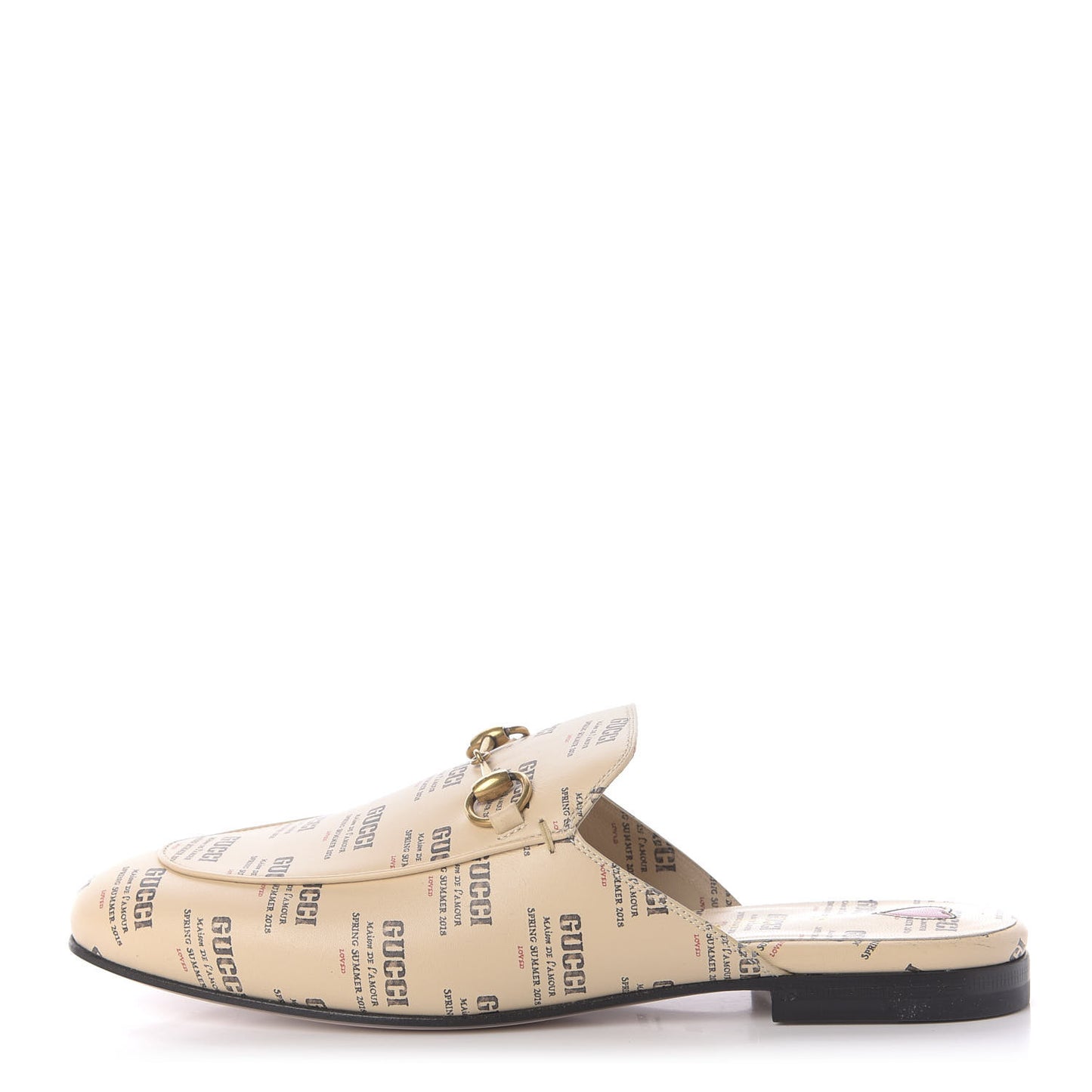 Calfskin Stamp Print Womens Princetown Slippers 38 Soy Black
