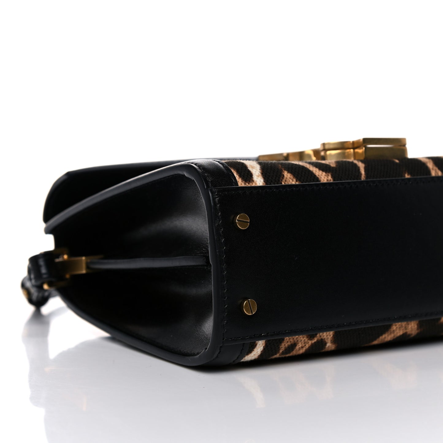 Canvas Leopard Print Mini Classic Monogram Cassandra Top Handle Black