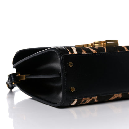 Saint Laurent Canvas Leopard Print Mini Classic Monogram Cassandra Top Handle Black 7 of 9