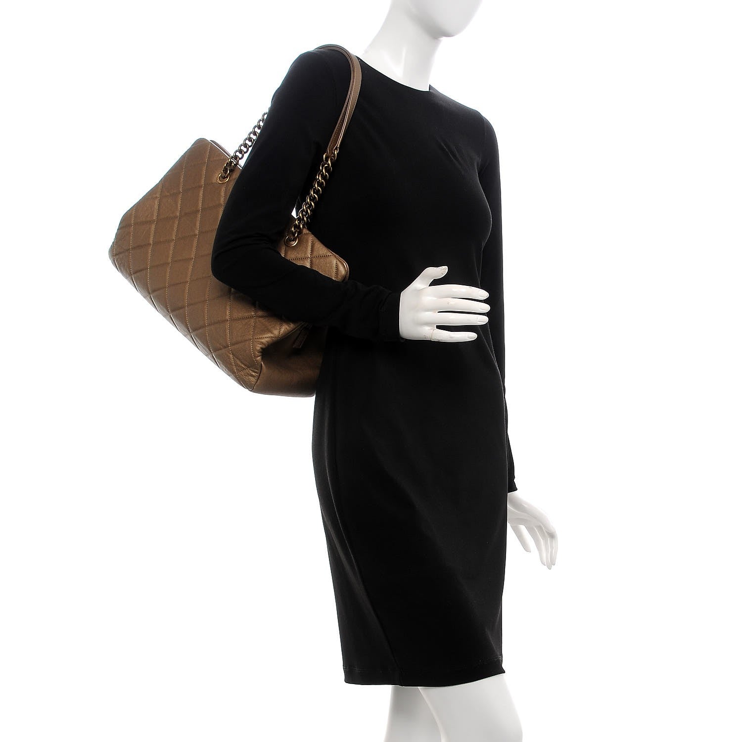 Chanel Metallic Calfskin Quilted Large CC Crown Tote Gold 2 of 14