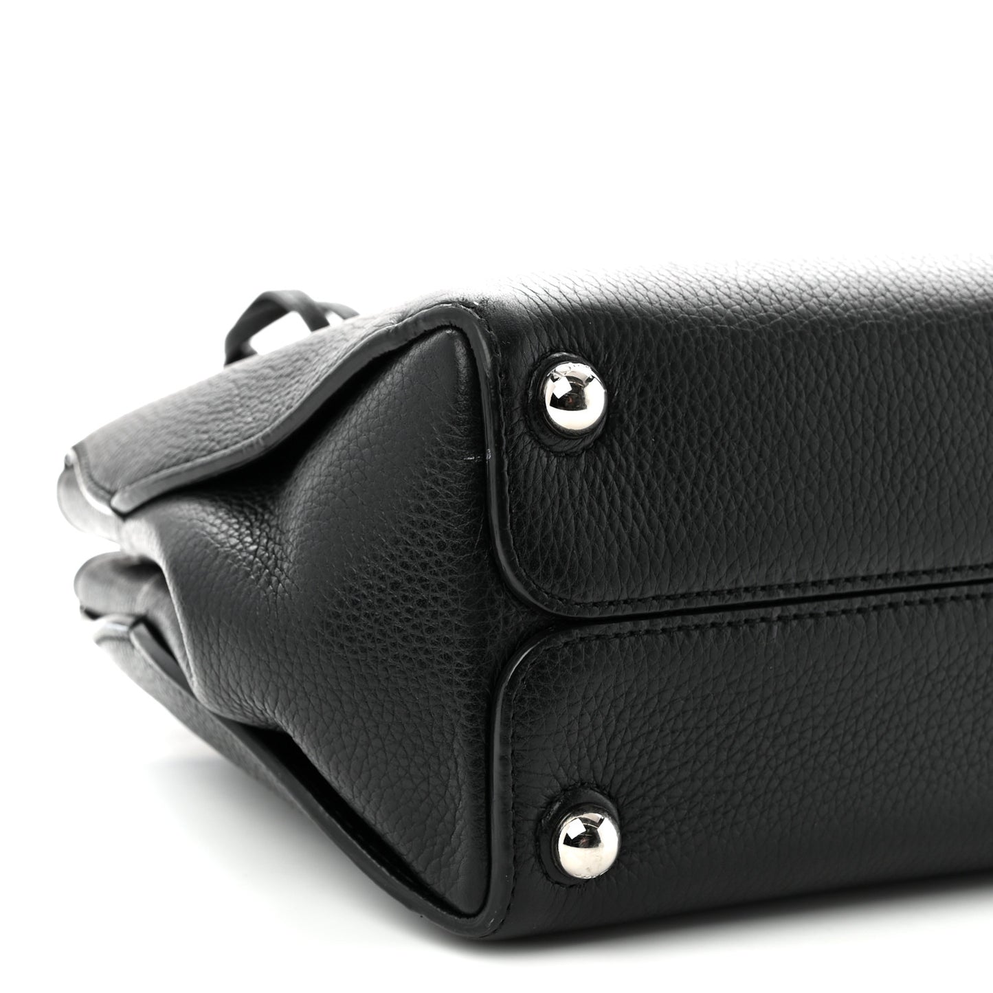 Grained Calfskin Small Open Bar Tote Black