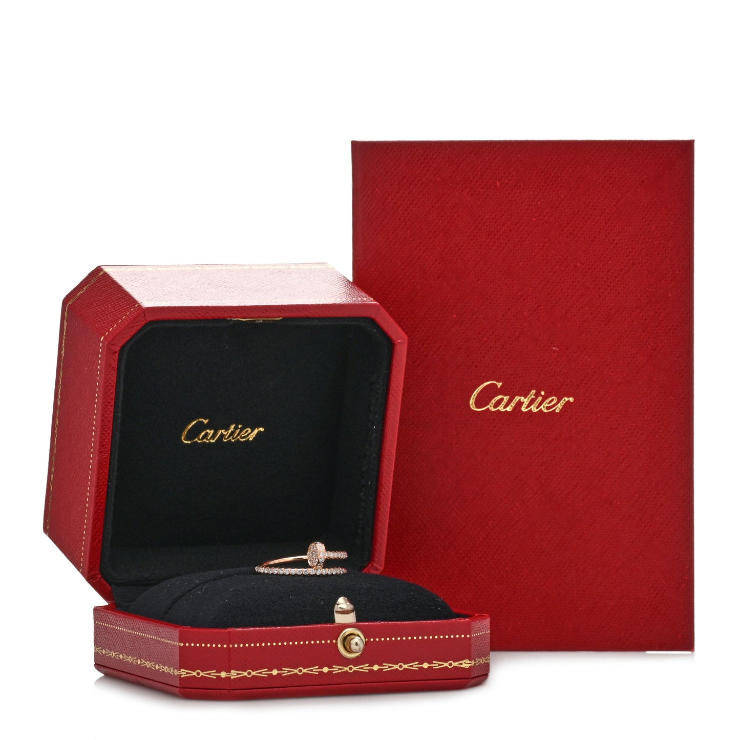 18K Pink Gold Diamond Juste Un Clou Paved Ring 54 7