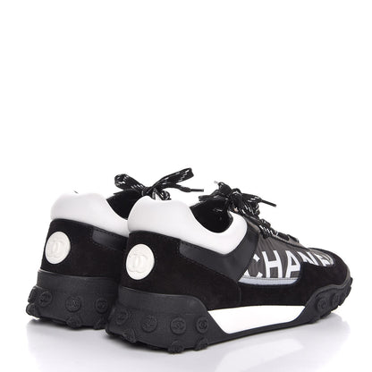 Chanel Nylon Calfskin CC Sneakers 38 Black Grey White 4 of 9
