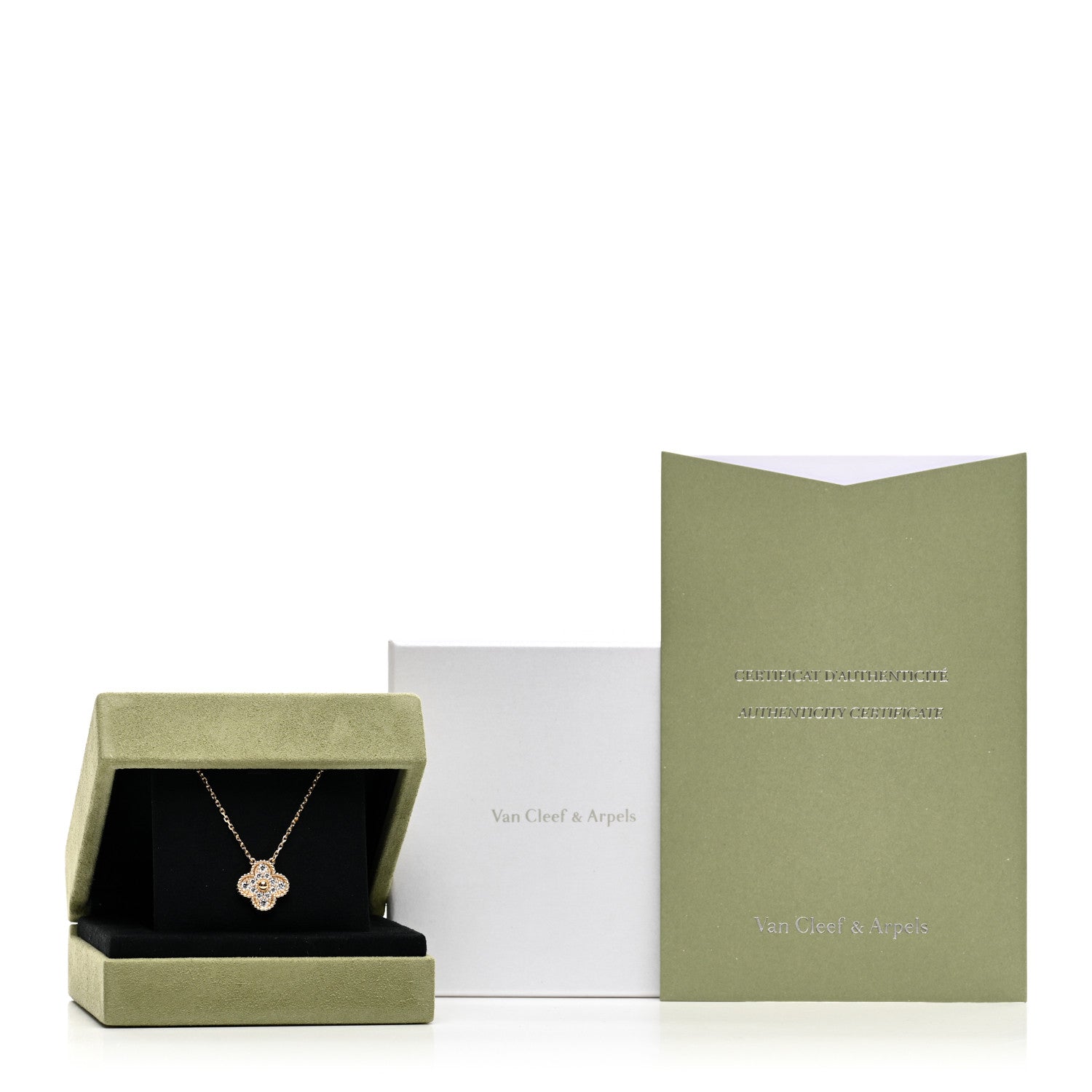 Van Cleef & Arpels 18K Yellow Gold Diamond Vintage Alhambra Pendant Necklace 5 of 5
