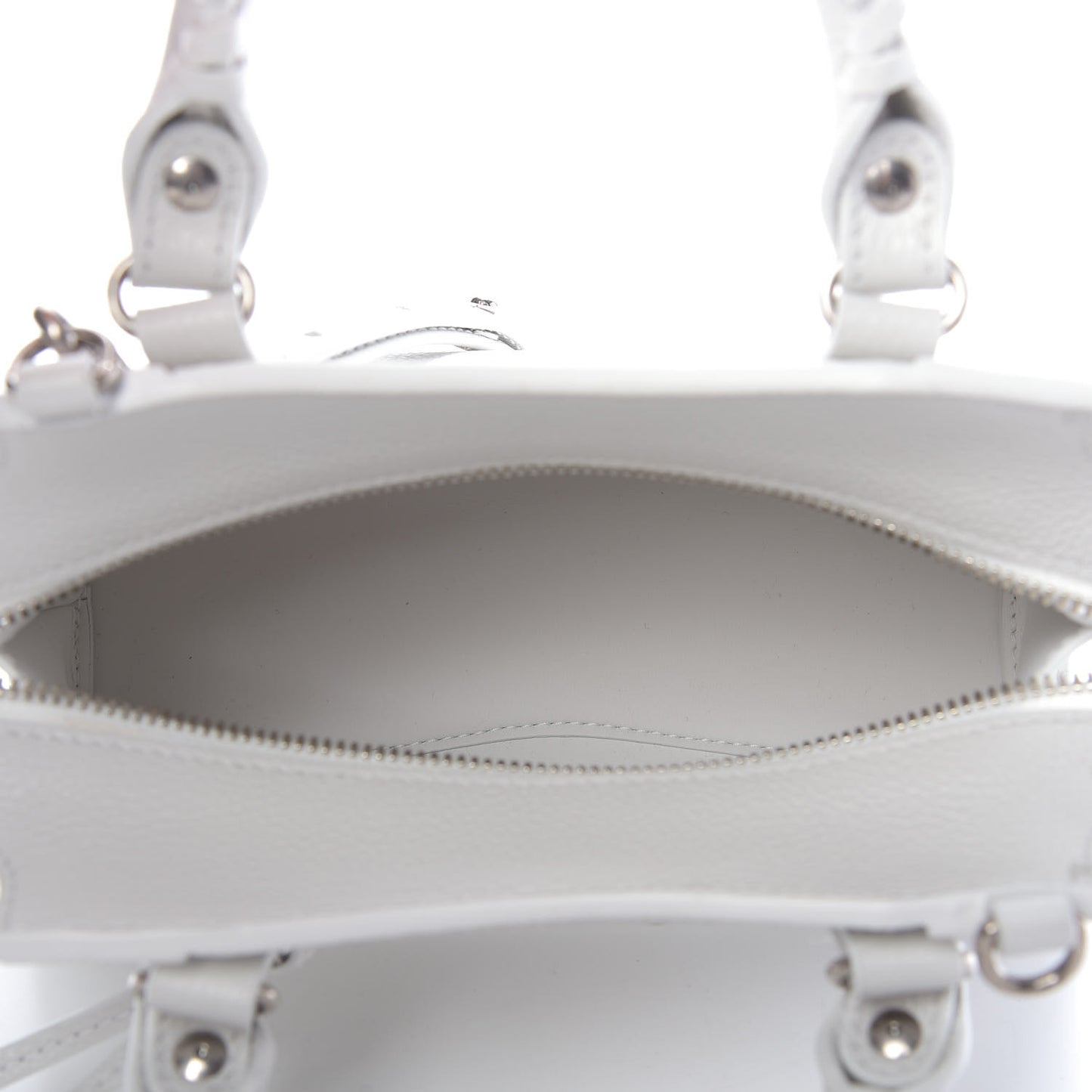 Grained Calfskin Neo Classic Silver Hardware Mini City White