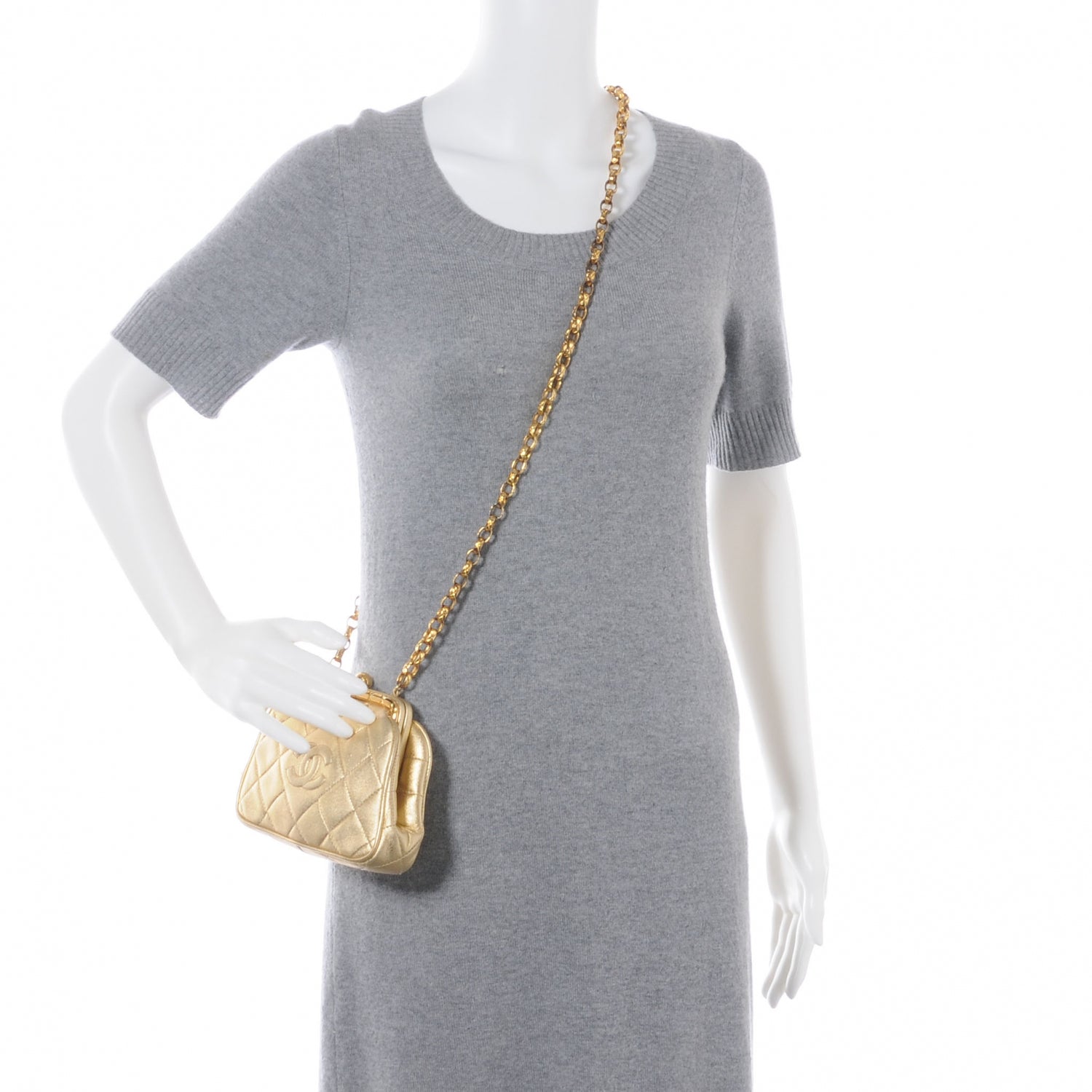 Chanel Lambskin Framed Mini Evening Bag Gold 2 of 6