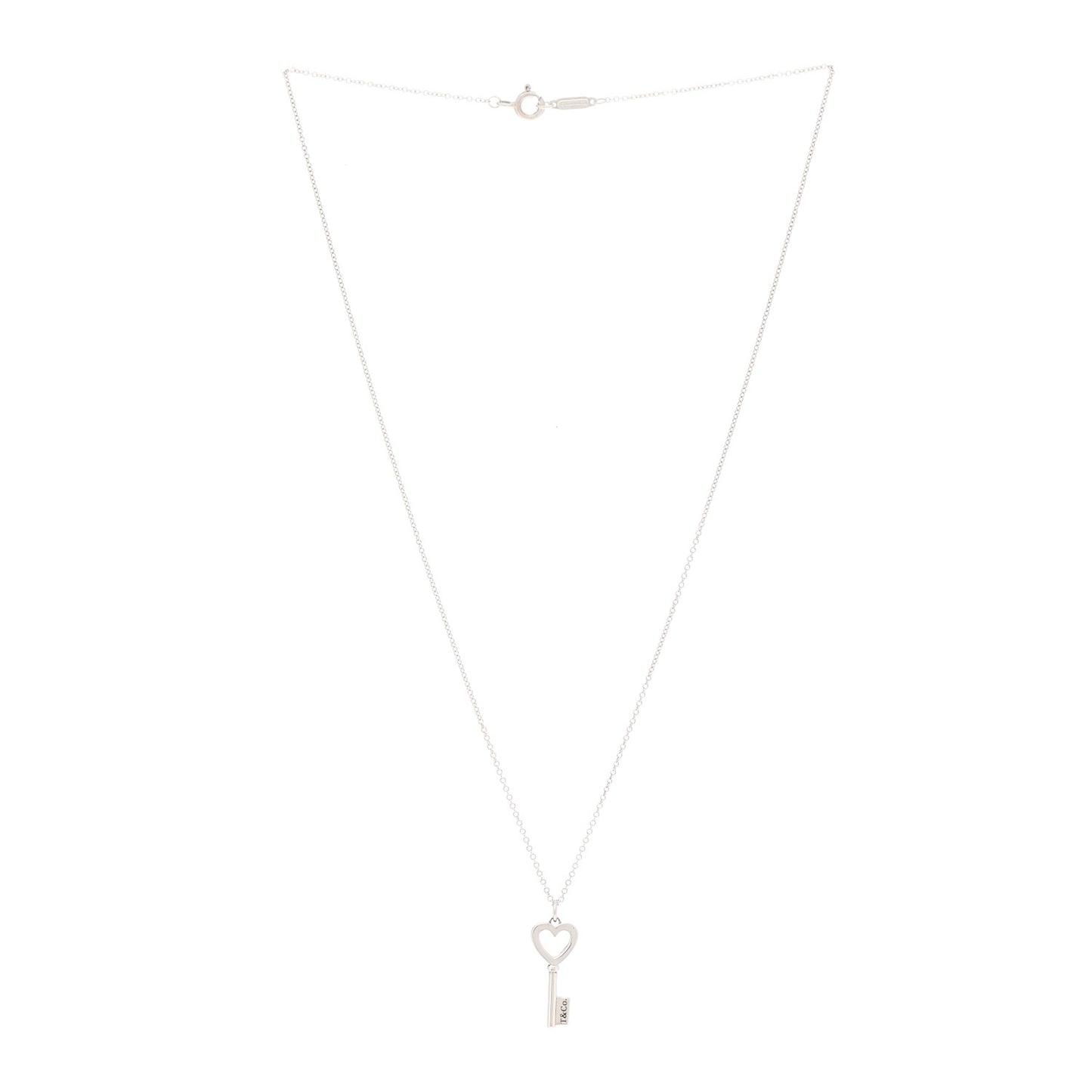 Sterling Silver Mini Heart Key Pendant Necklace