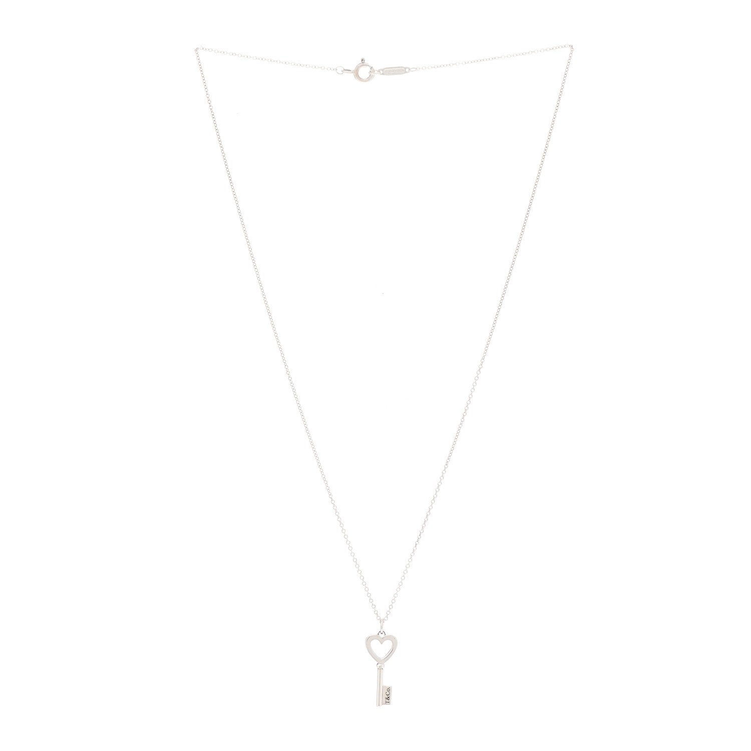 Tiffany Sterling Silver Mini Heart Key Pendant Necklace 3 of 5