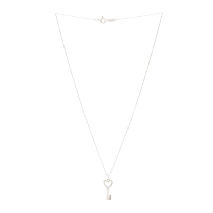Tiffany Sterling Silver Mini Heart Key Pendant Necklace 3 of 5