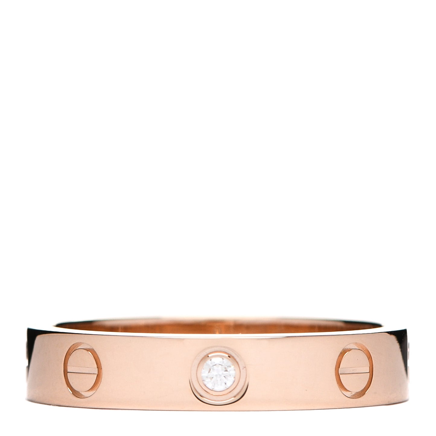 18K Pink Gold Diamond LOVE Wedding Band Ring 55 7.25