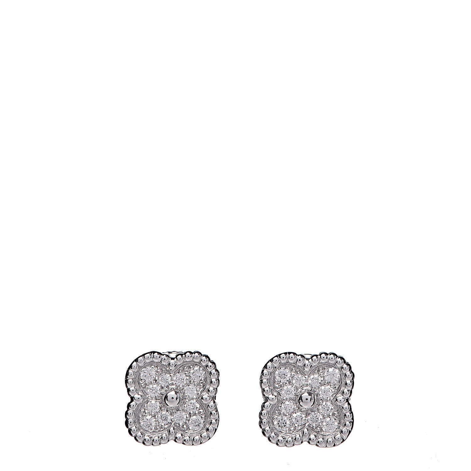 Van Cleef & Arpels 18K White Gold Diamond Sweet Alhambra Earrings 1 of 5