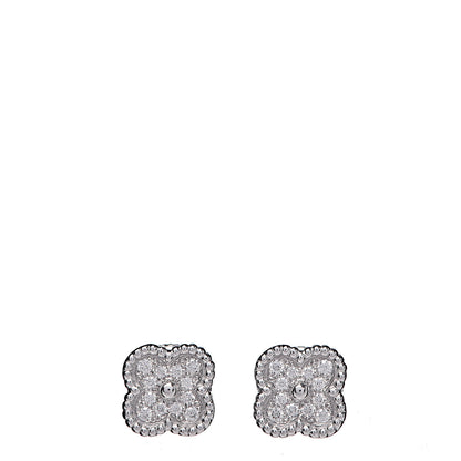 Van Cleef & Arpels 18K White Gold Diamond Sweet Alhambra Earrings 1 of 5
