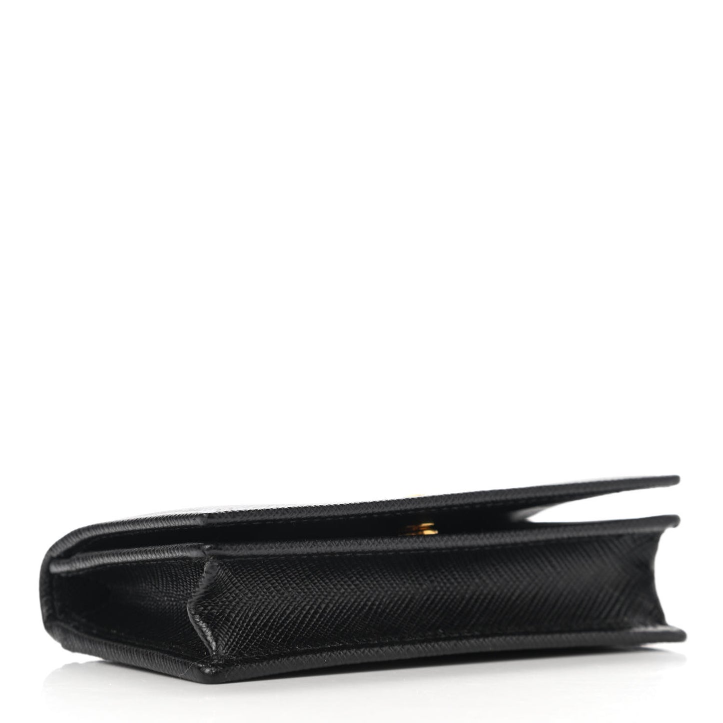 Saffiano Metal Bi-Fold Card Holder Wallet Black