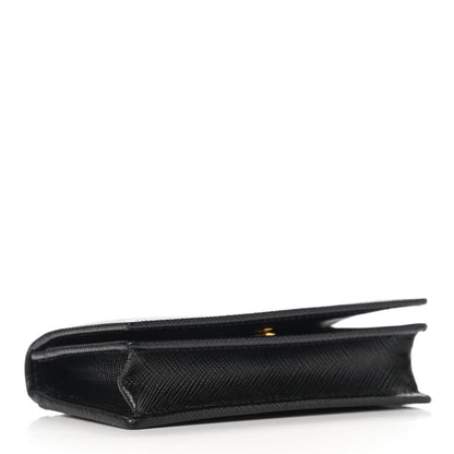 Prada Saffiano Metal Bi-Fold Card Holder Wallet Black 4 of 6