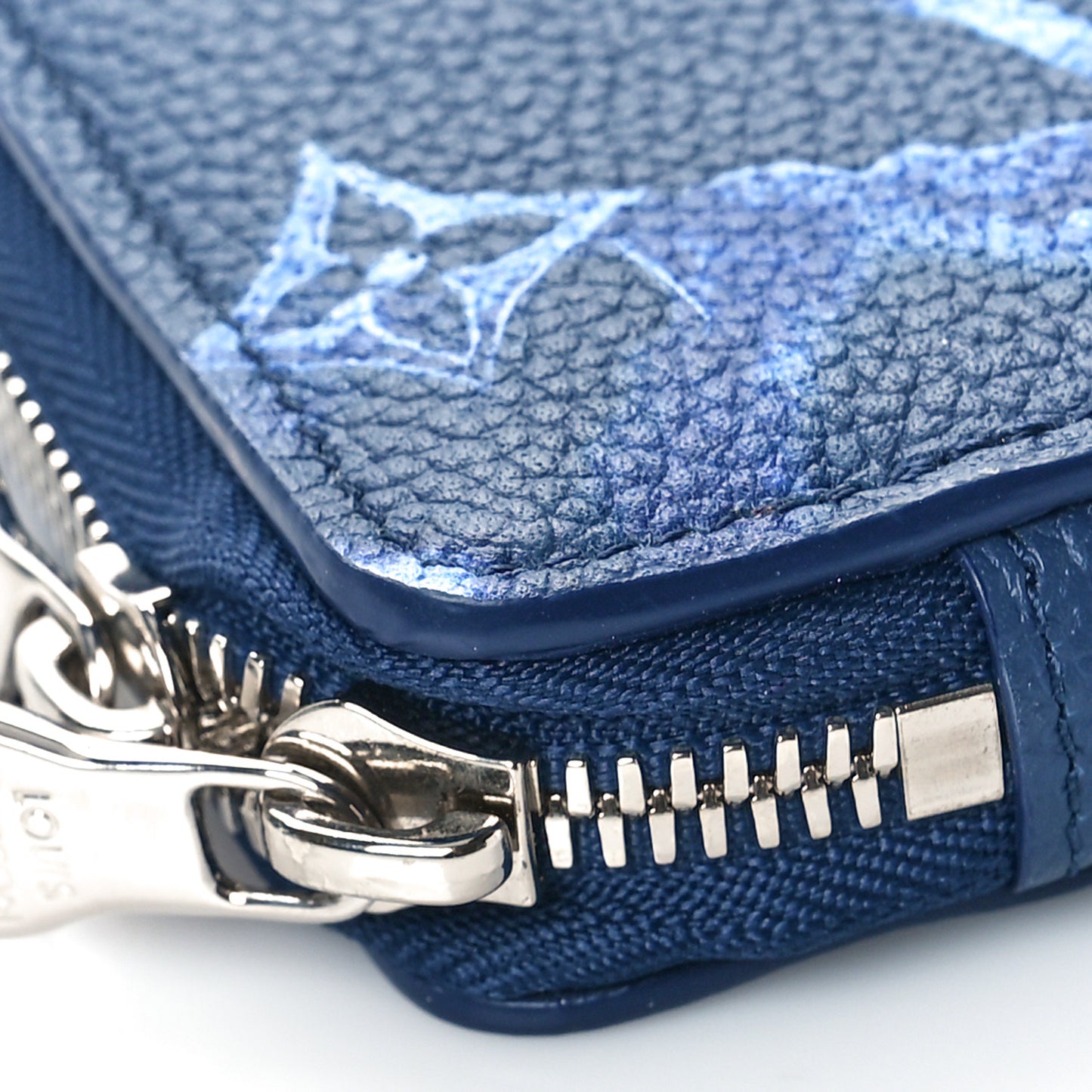 Monogram Ink Watercolor Phone Pouch Blue