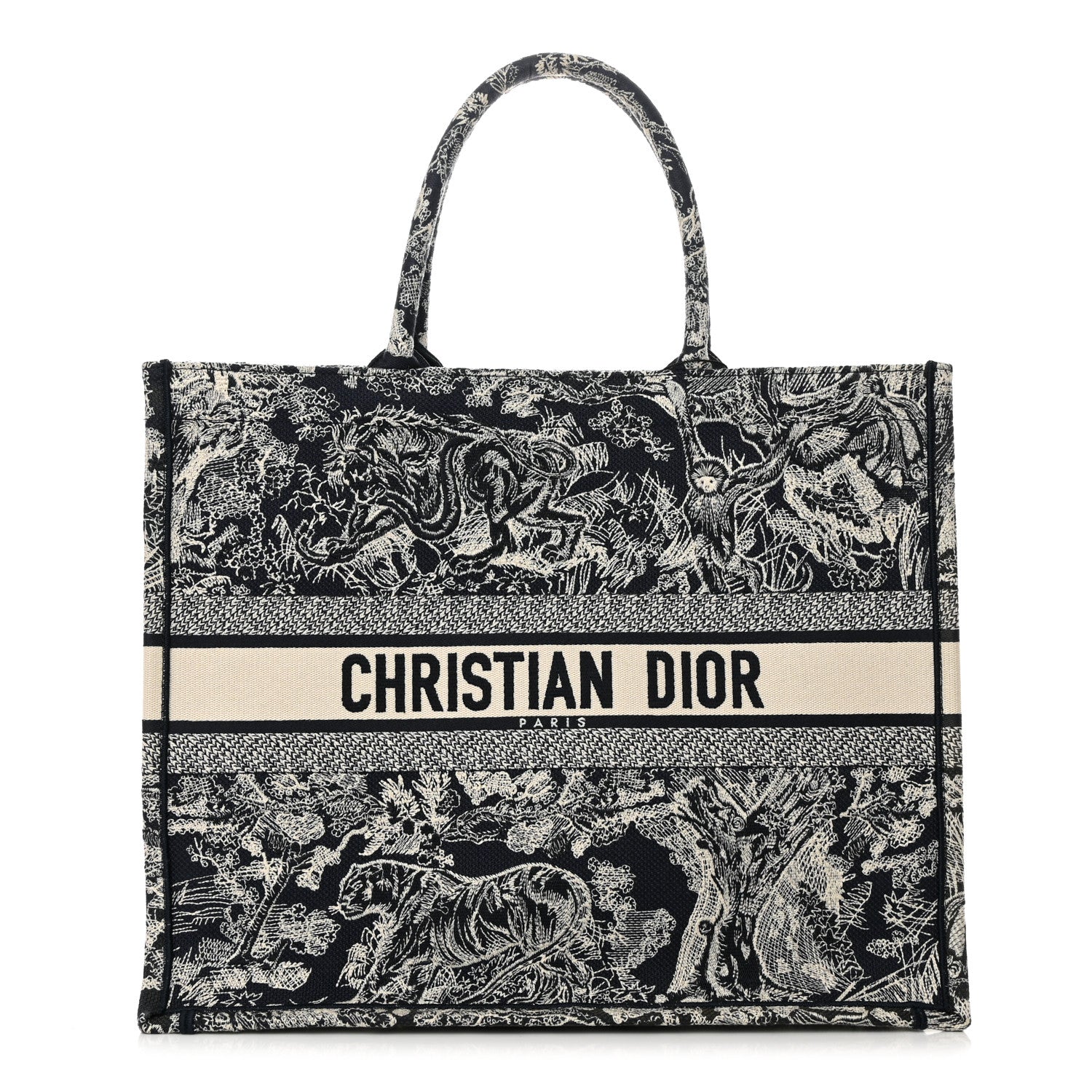 Christian Dior Canvas Embroidered Large Dioriviera Toile De Jouy Reverse Book Tote Blue 1 of 12
