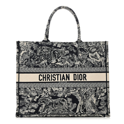 Christian Dior Canvas Embroidered Large Dioriviera Toile De Jouy Reverse Book Tote Blue 1 of 12