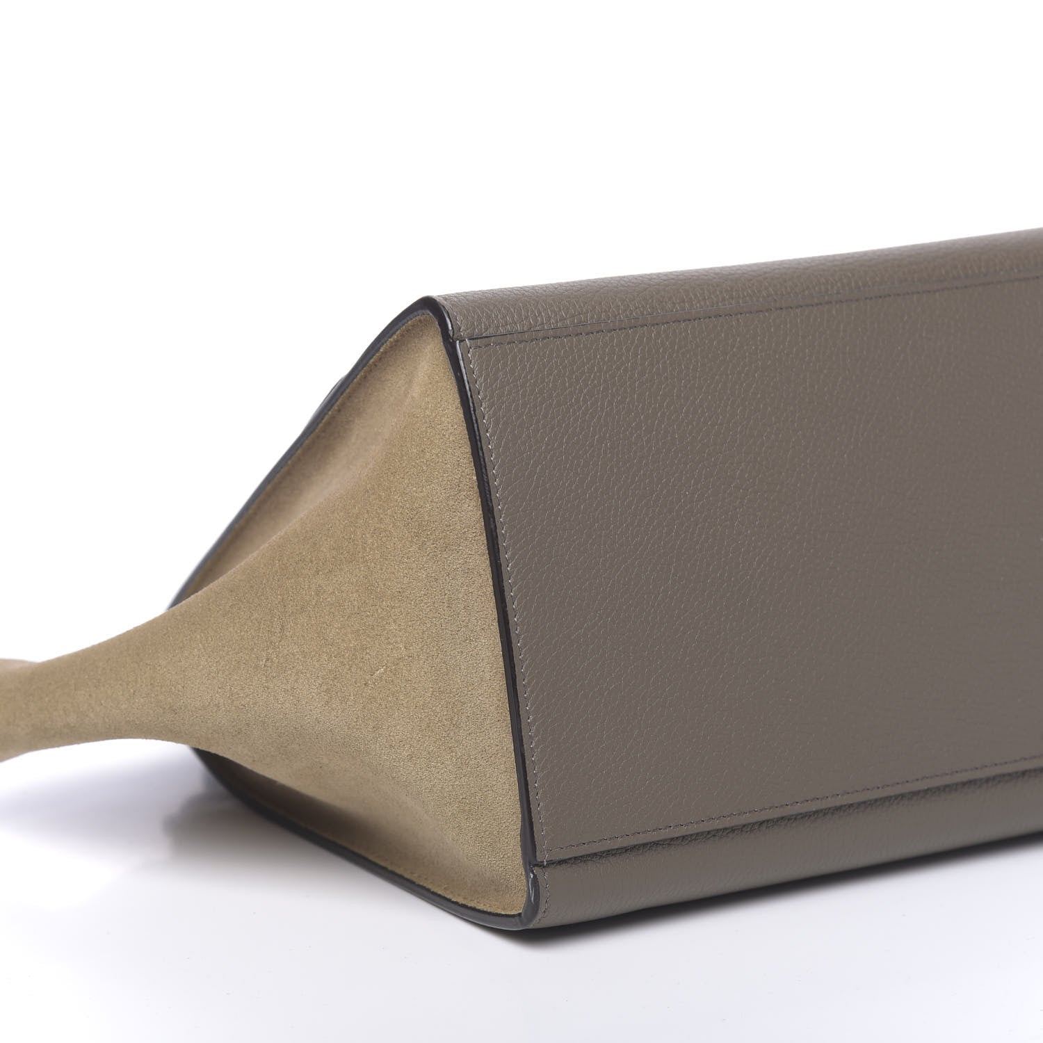 Celine Drummed Calfskin Suede Small Trapeze Souris 9 of 10