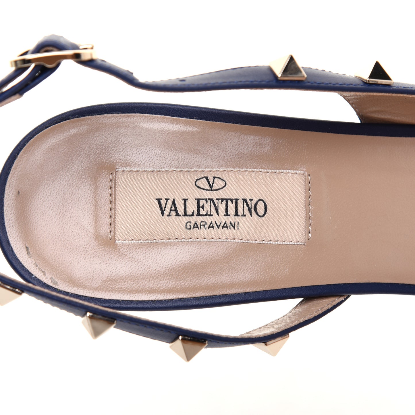 Pebbled Calfskin Rockstud Half D'Orsay Slingback 85mm Pumps 41 Pure Blue