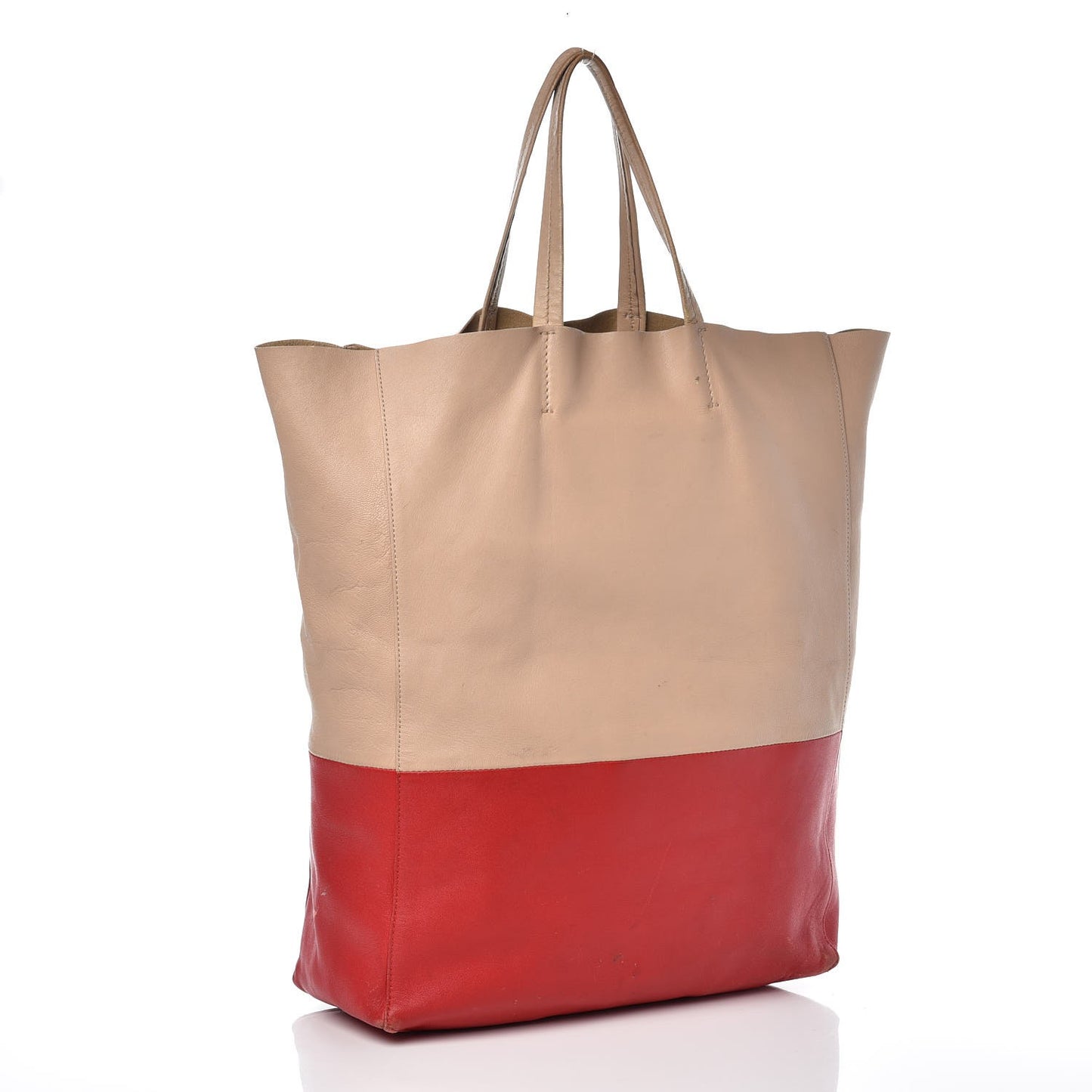 Lambskin Vertical Bi-Cabas Beige Red