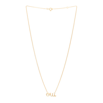 Christian Dior 18K Yellow Gold Diamond Oui Pendant Necklace 3 of 4