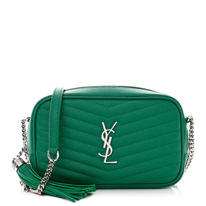 Saint Laurent Grain De Poudre Matelasse Monogram Mini Lou Camera Bag Green Field 1 of 11