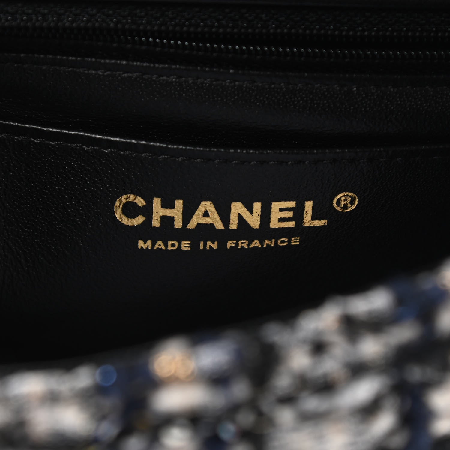 Chanel Glittered Tweed Quilted Mini Rectangular Flap Navy Blue 6 of 9