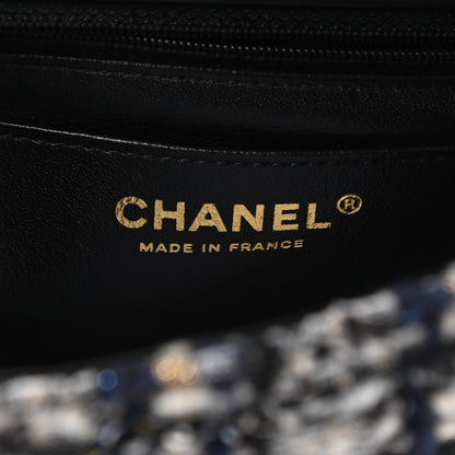 Chanel Glittered Tweed Quilted Mini Rectangular Flap Navy Blue 6 of 9