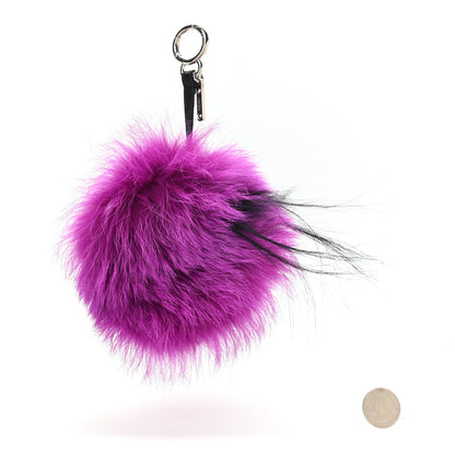 Fendi Fox Mink Goat Fur Oret Monster Bag Bug Charm Orchid Black 2 of 4