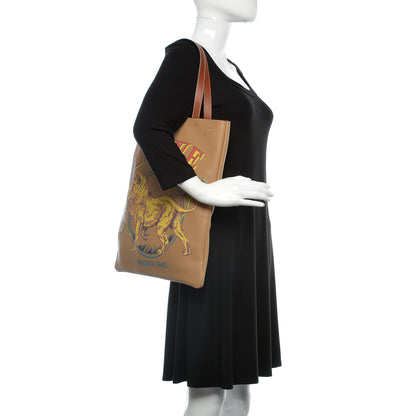 Loewe Calfskin Vertical Desert Lion Printed Tote Tan 2 of 7