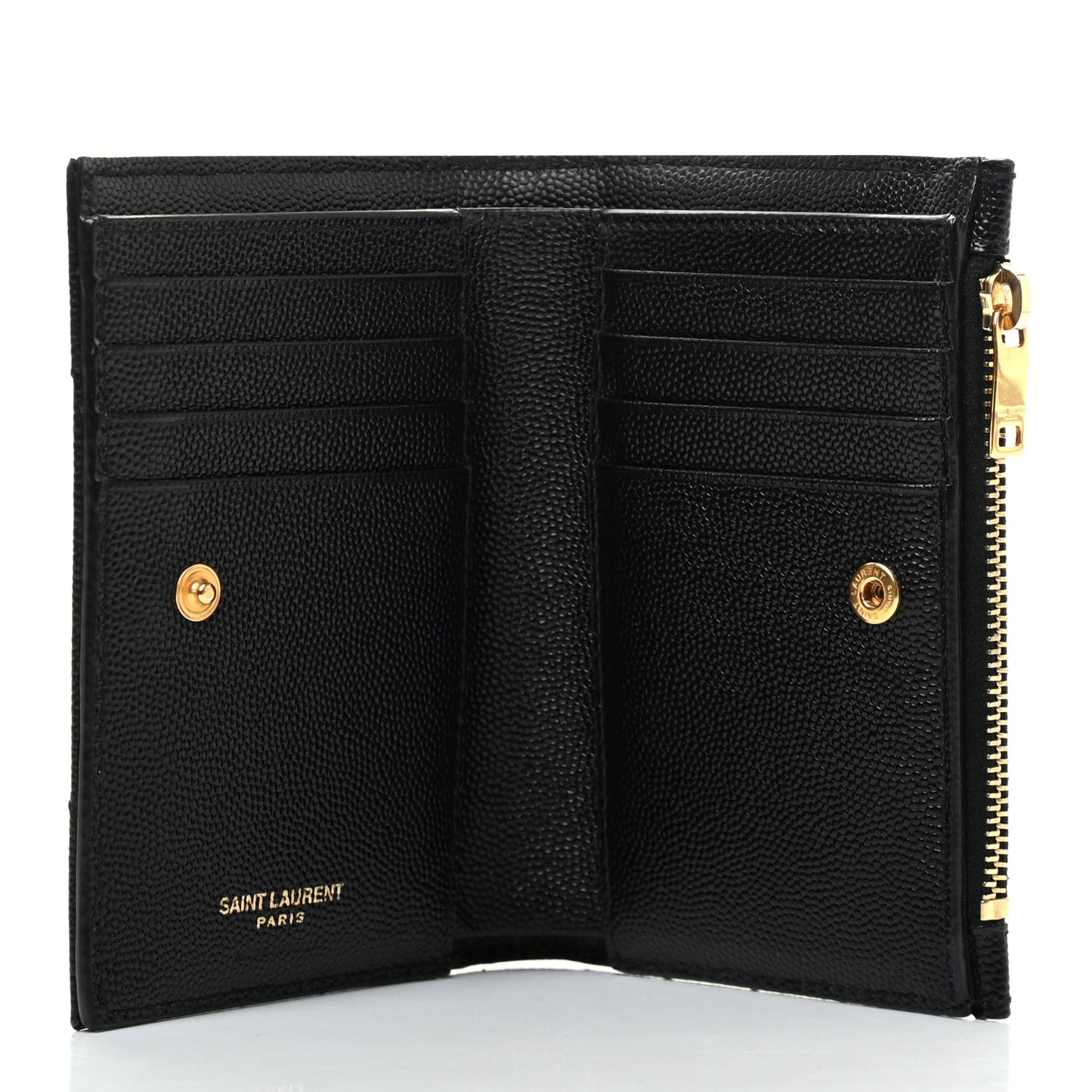 Grain De Poudre Matelasse Chevron Monogram Zipped Two-Part Wallet Black