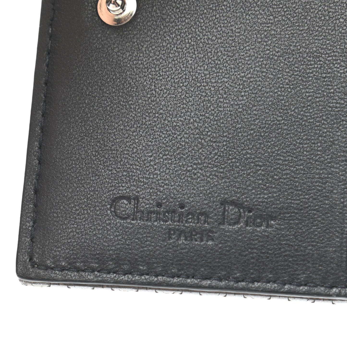 Metallic Patent Micro-Cannage Lady Dior Card Holder Silver