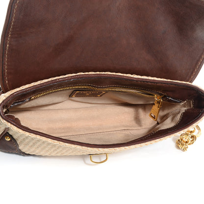 Prada Python Calfskin Paglia Twist Shoulder Bag Natural Azzurro 6 of 11