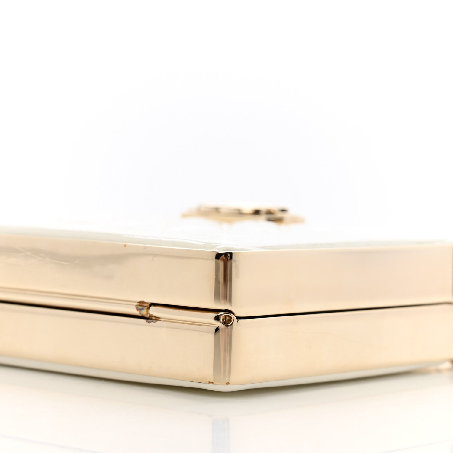 Chanel Patent Calfskin Boy Minaudiere White 10 of 15