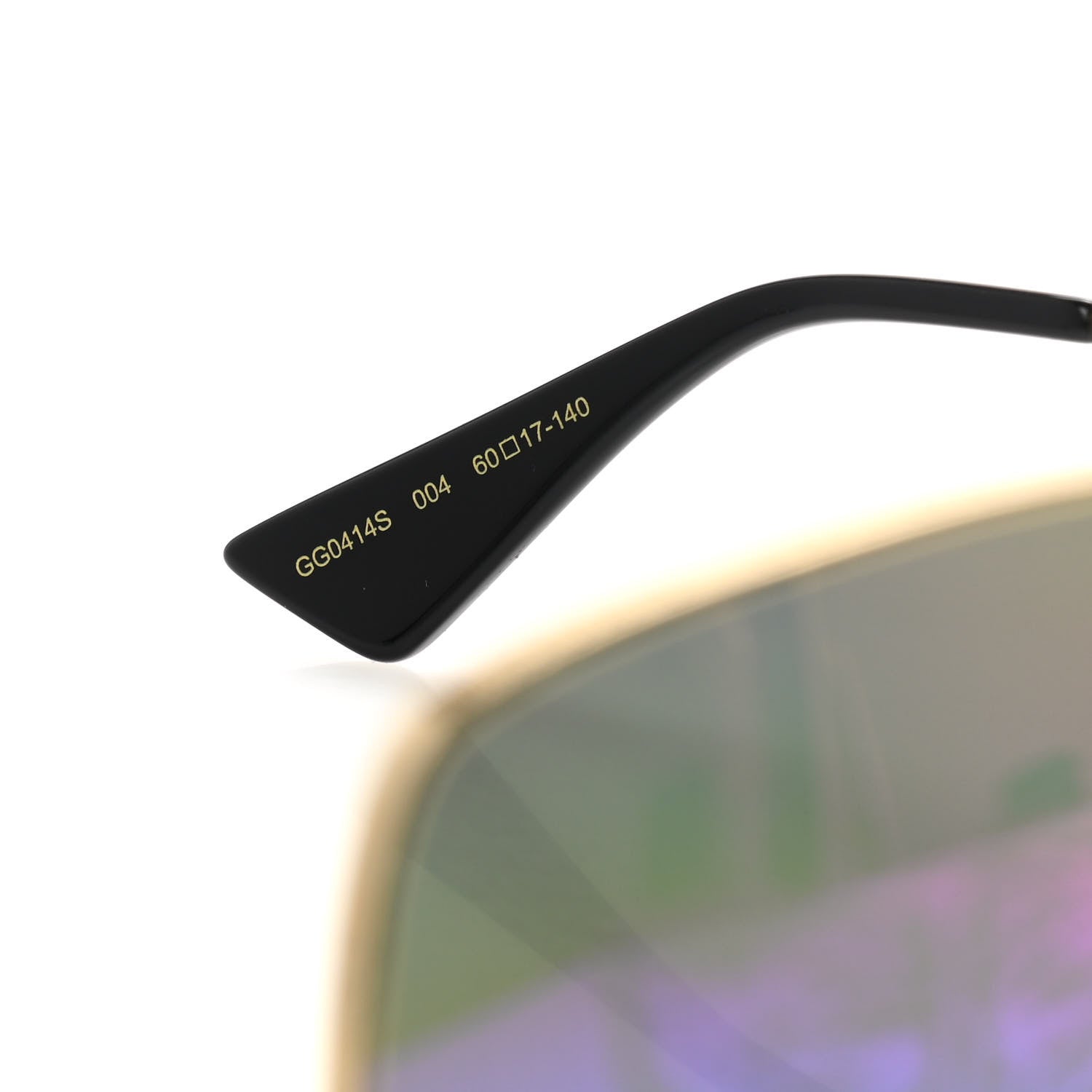 Gucci Metal Rectangular Frame Tiger Print Sunglasses GG0414S Gold 5 of 7