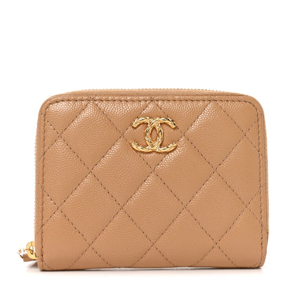 Chanel Caviar Quilted CC Flap Card Holder Beige 1 of 9
