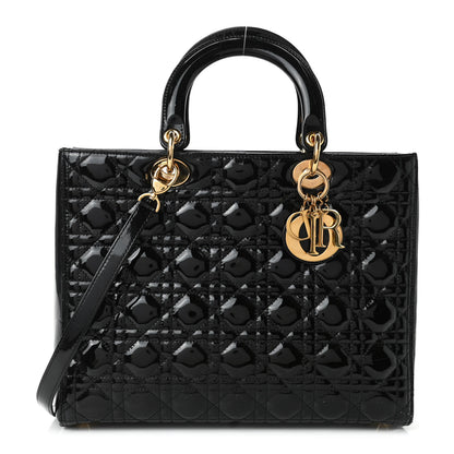 Christian Dior Patent Cannage Large Lady Dior Black 1 of 6