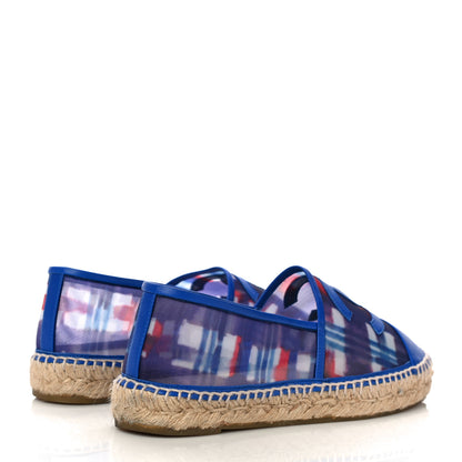 Chanel Mesh Lambskin Plaid Print CC Espadrilles 38 Blue White Red 4 of 20