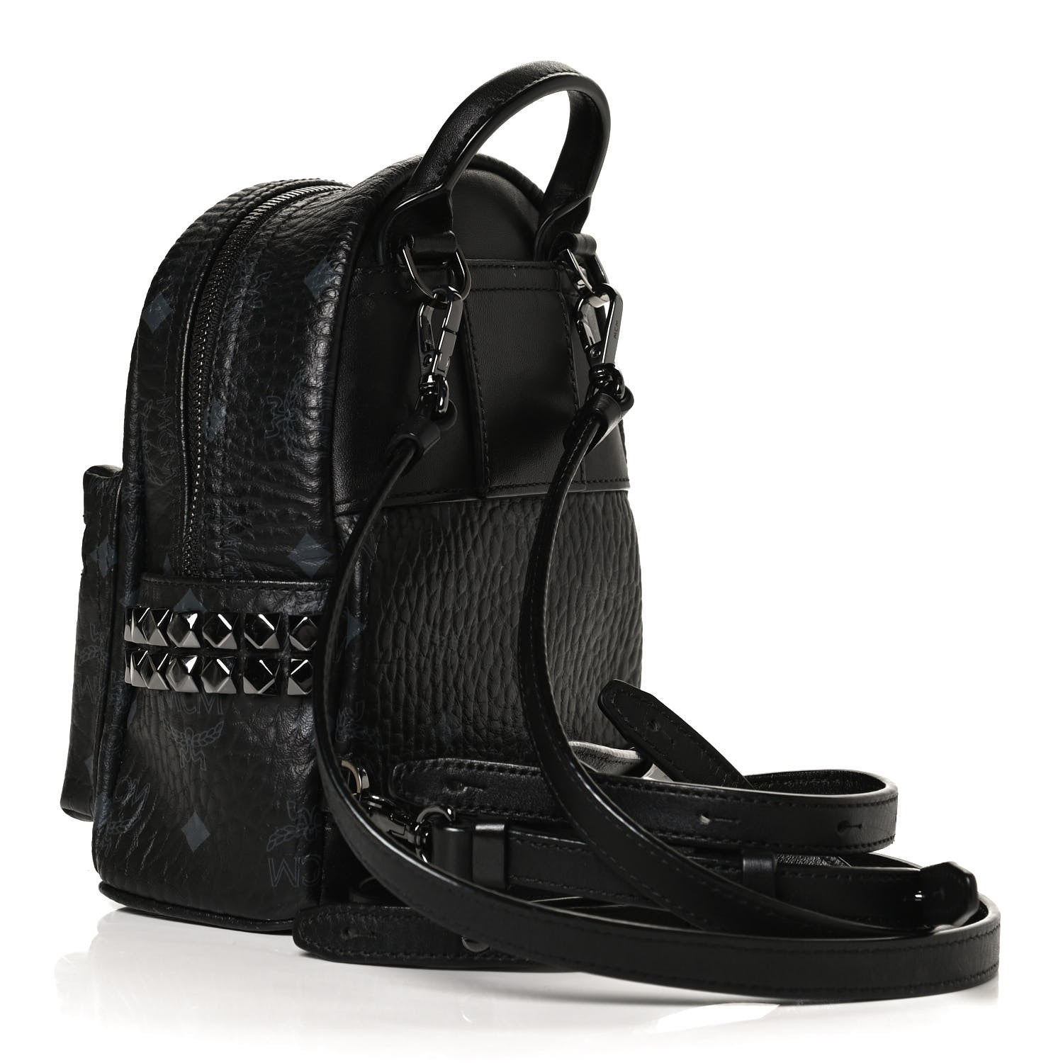 MCM Visetos Side Stud X-Mini Stark Bebe Boo Backpack Black 3 of 13
