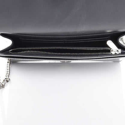 Christian Dior Metallic Patent Micro-Cannage Diorama Wallet on Chain Pouch Silver 5 of 8