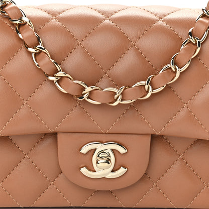 Chanel Lambskin Quilted Mini Rectangular Flap Brown 7 of 10