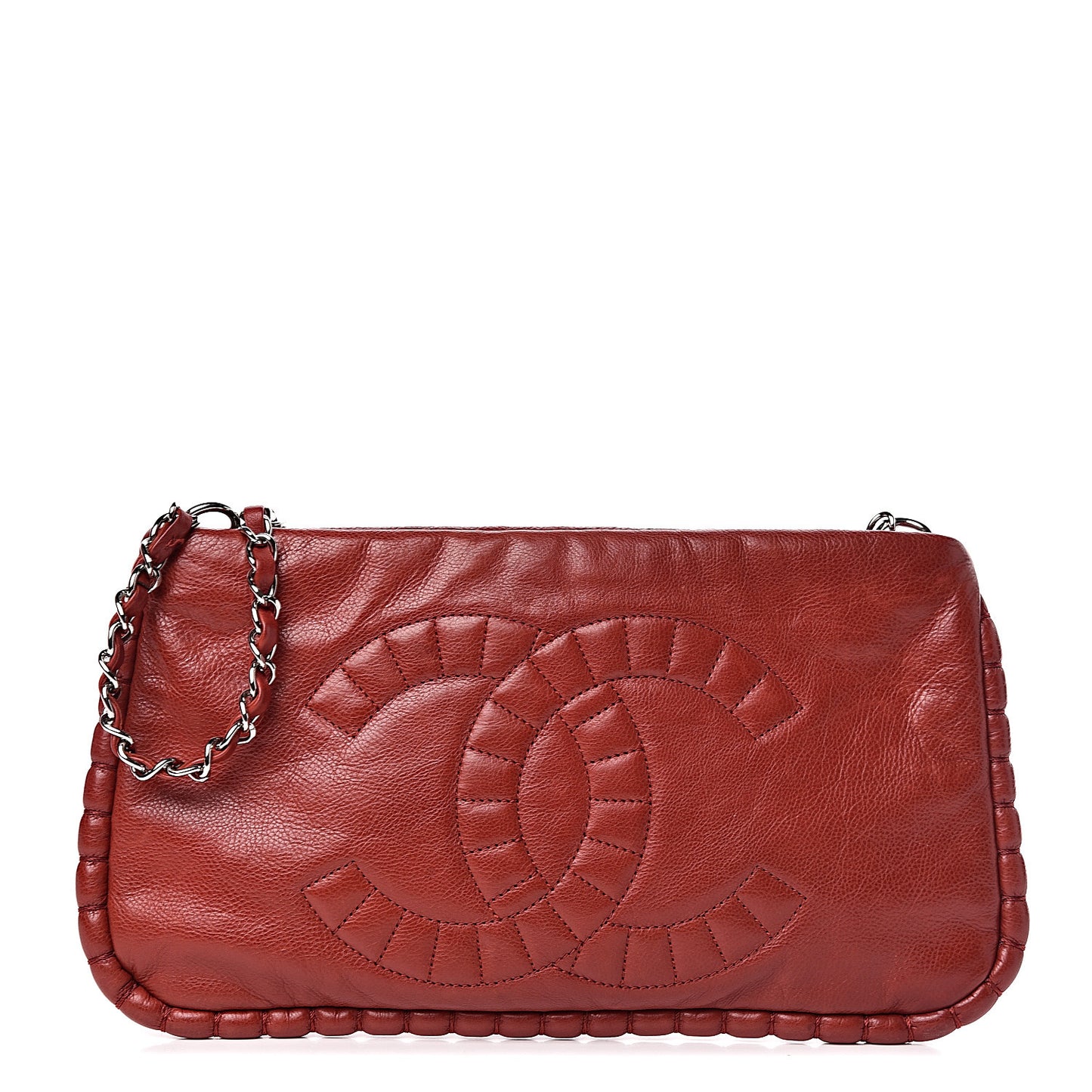 Calfskin On The Bund Pochette Dark Red