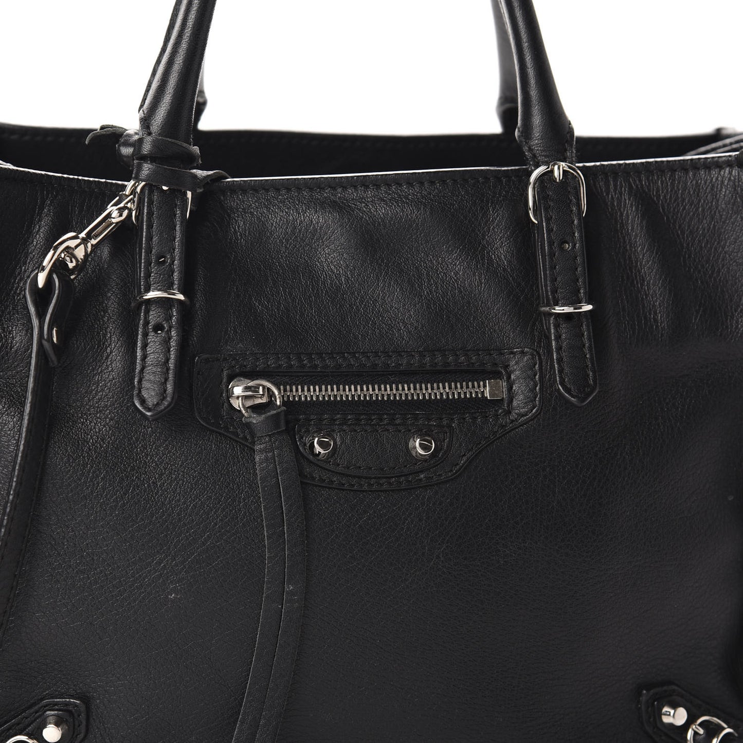 Calfskin Papier Mini A4 Zip Around Tote Black