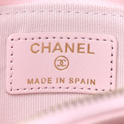 Chanel Caviar Quilted Crystal Zip Card Holder Wallet Light Pink 6 of 8