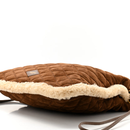 Saint Laurent Suede Shearling Quilted Le Pochon Natural Tan 9 of 9