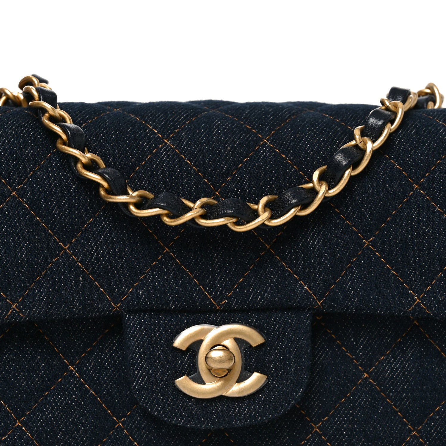 Chanel Denim Quilted Mini Rectangular Flap Dark Blue 8 of 11