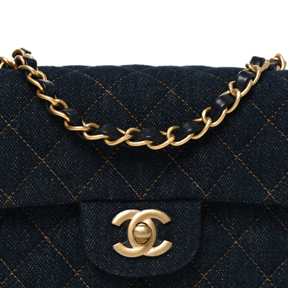 Chanel Denim Quilted Mini Rectangular Flap Dark Blue 8 of 11