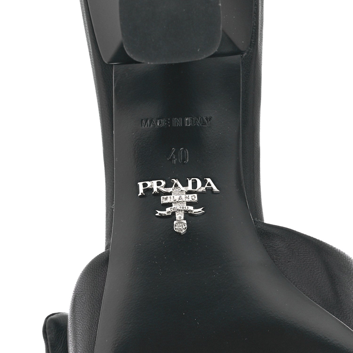 Prada Nappa Soft Padded Metal Triangle Logo 65mm Slide Sandals 40 Black 6 of 9