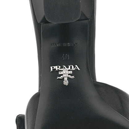 Prada Nappa Soft Padded Metal Triangle Logo 65mm Slide Sandals 40 Black 6 of 9